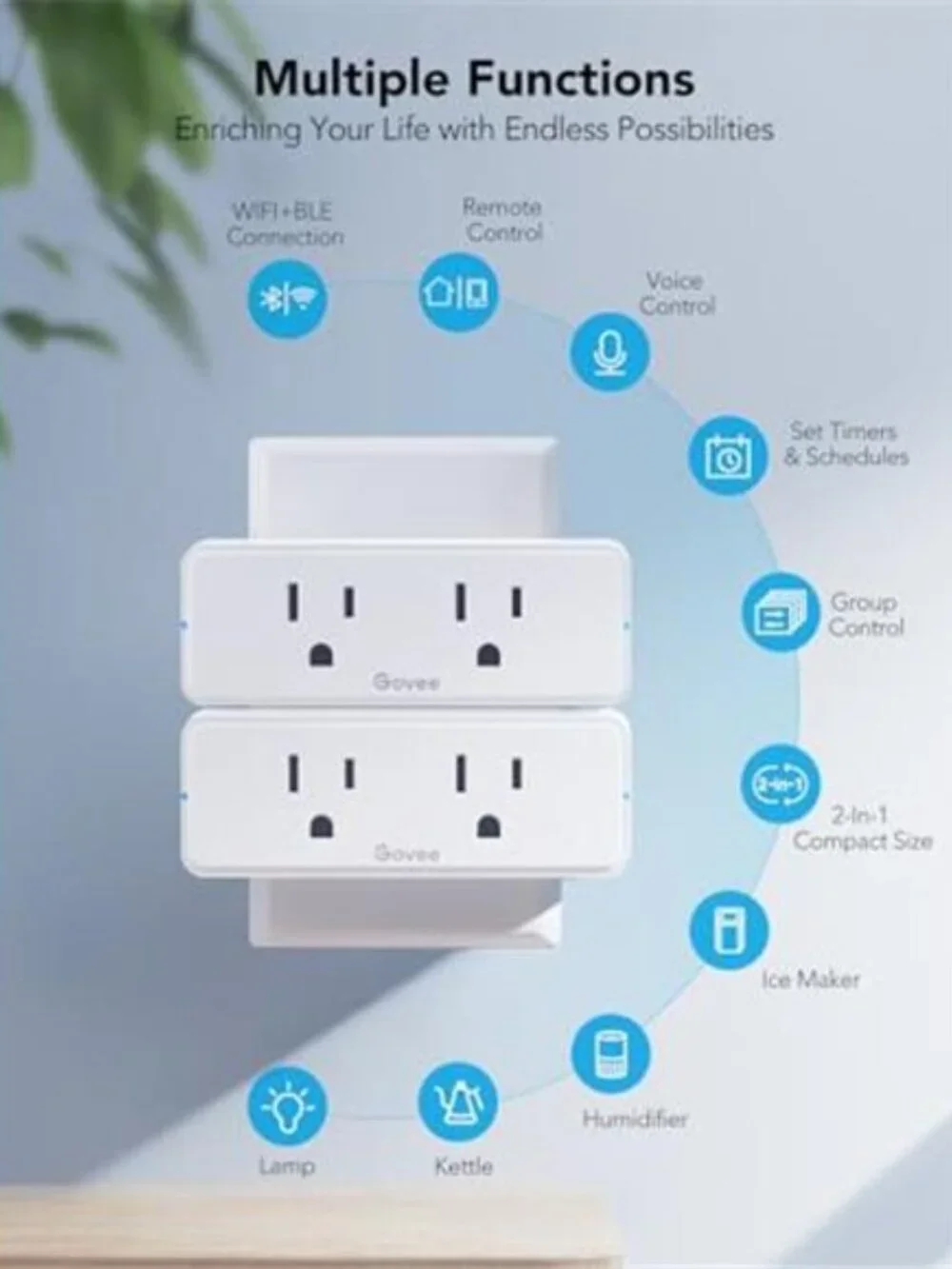 Dual Smart Plug 4 Pack, 15A WiFi Bluetooth Outlet, Work with Alexa and Google